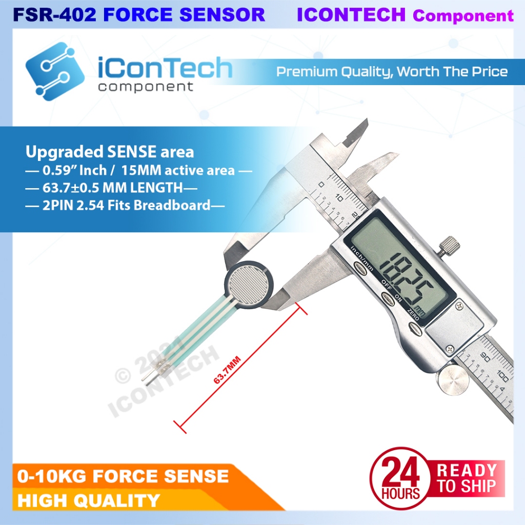 FSR402 Force Sensor 15mm Active Area | Round Pressure Sensor | Analog Force Sensitive Resistor for Arduino