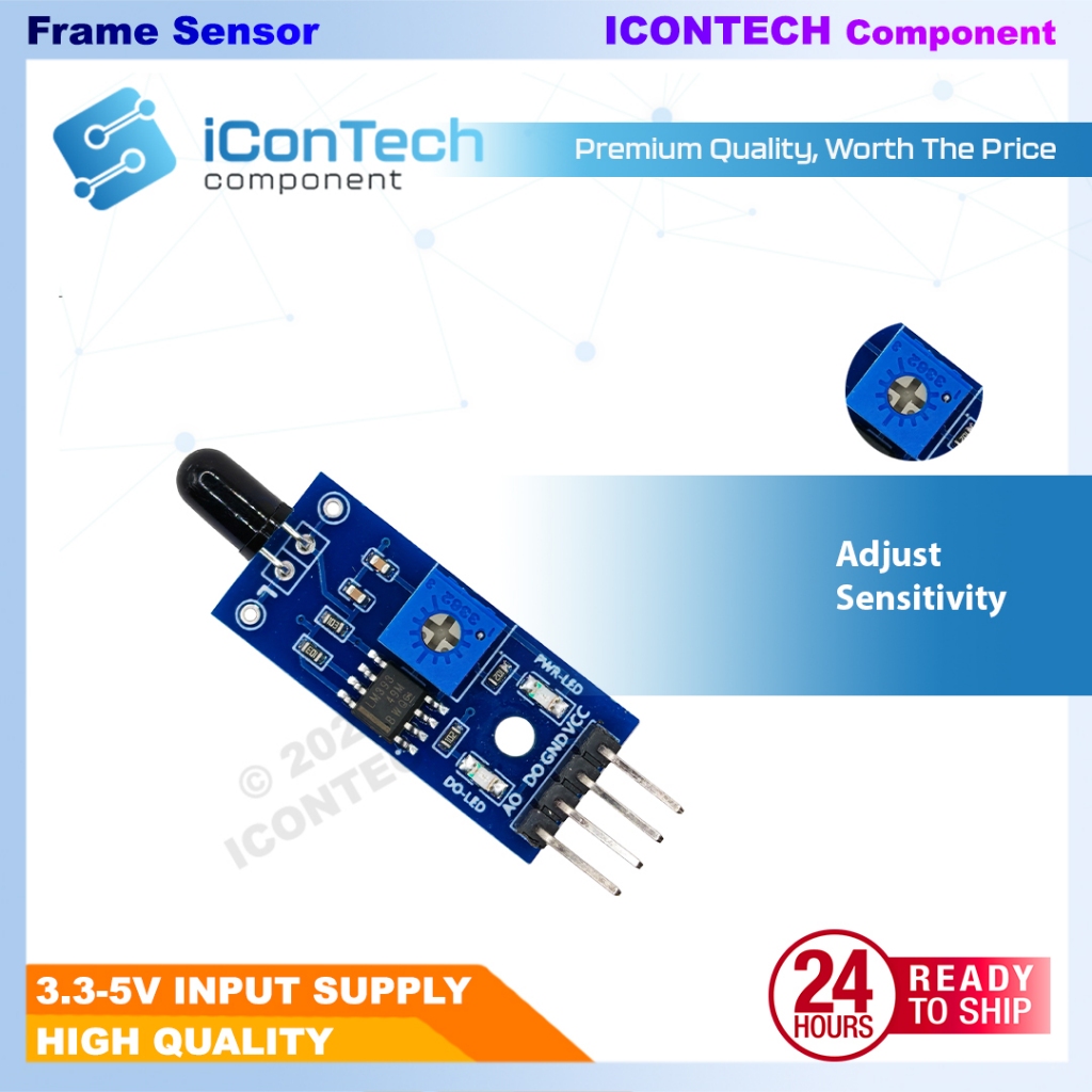 4-Pin IR Flame Fire Detection Sensor Module LM393 for Arduino / ESP32 / Raspberry Pi 3
