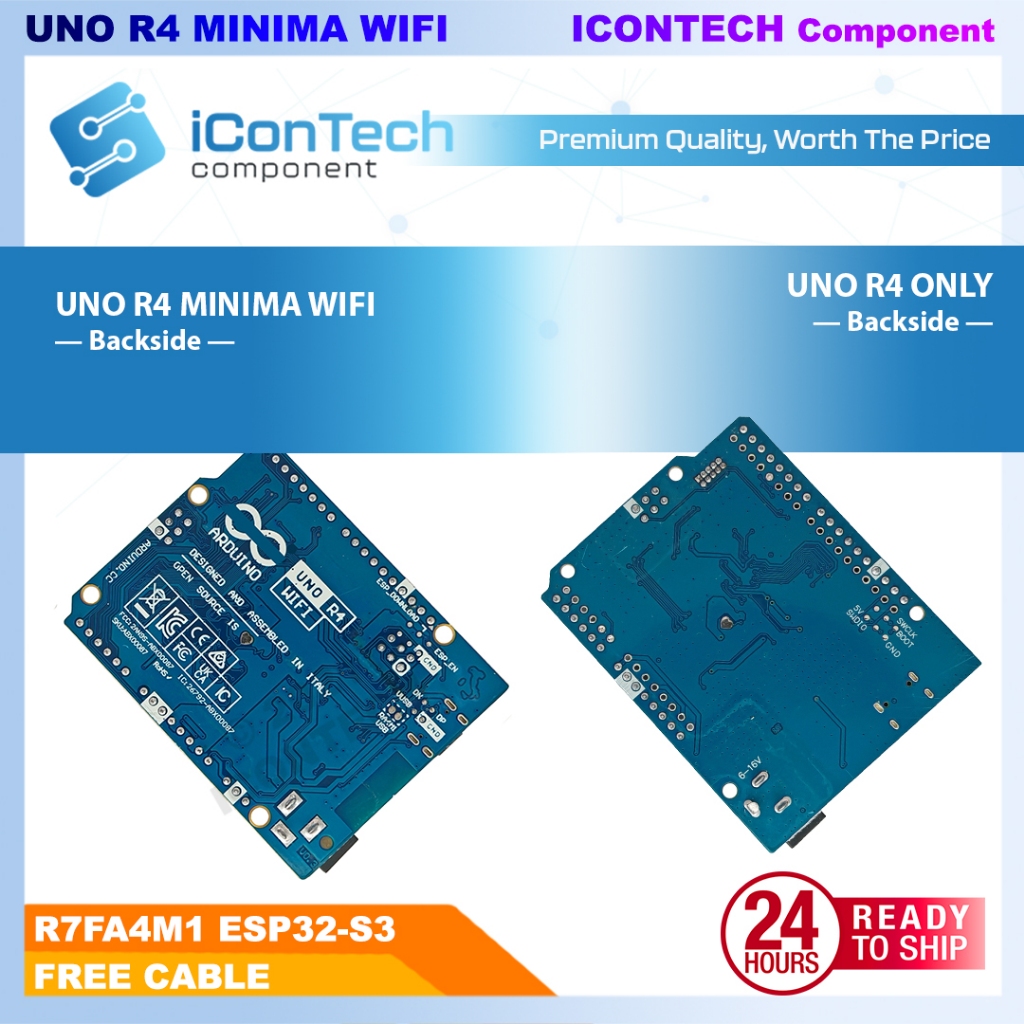 Arduino UNO R4 Wifi Minima Board UNO R4 Basic Type-C RA4M1 48MHz Upgraded Compatible [FREE CABLE] 3