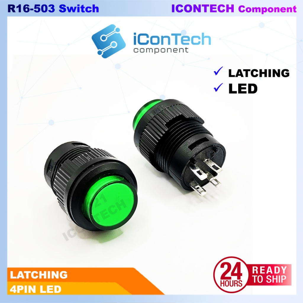 R16-503 16mm Latching/Momentary Push Button Switch LED 3A-250V R16-503BD R16-503AD 3