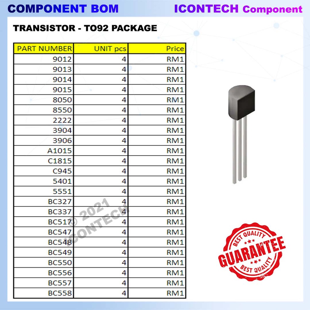 Electronic Component BOM list order Resistor Transistor Capacitor Diode MOSFET IC Connector Cable 5