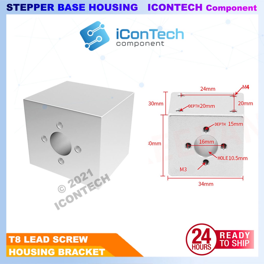Stepper Motor Lead Screw Rod/Worm Shaft 3D Printer T8 Lead Screw Housing Bracket 3D Printer 8MM Lead 3