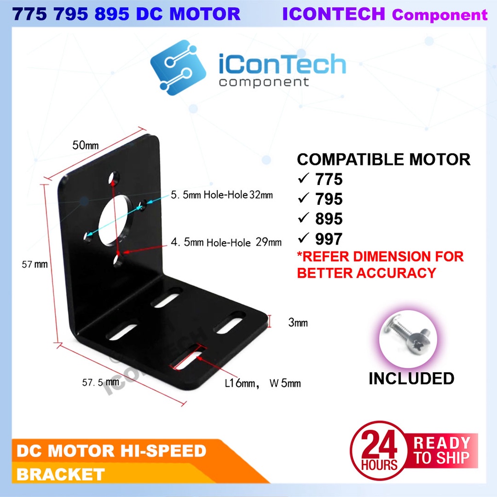 DC Motor 775 795 895 High Torque High Speed 12V DC Motor 24V DC Motor Arduino Motor High Quality 775 Bracket 5