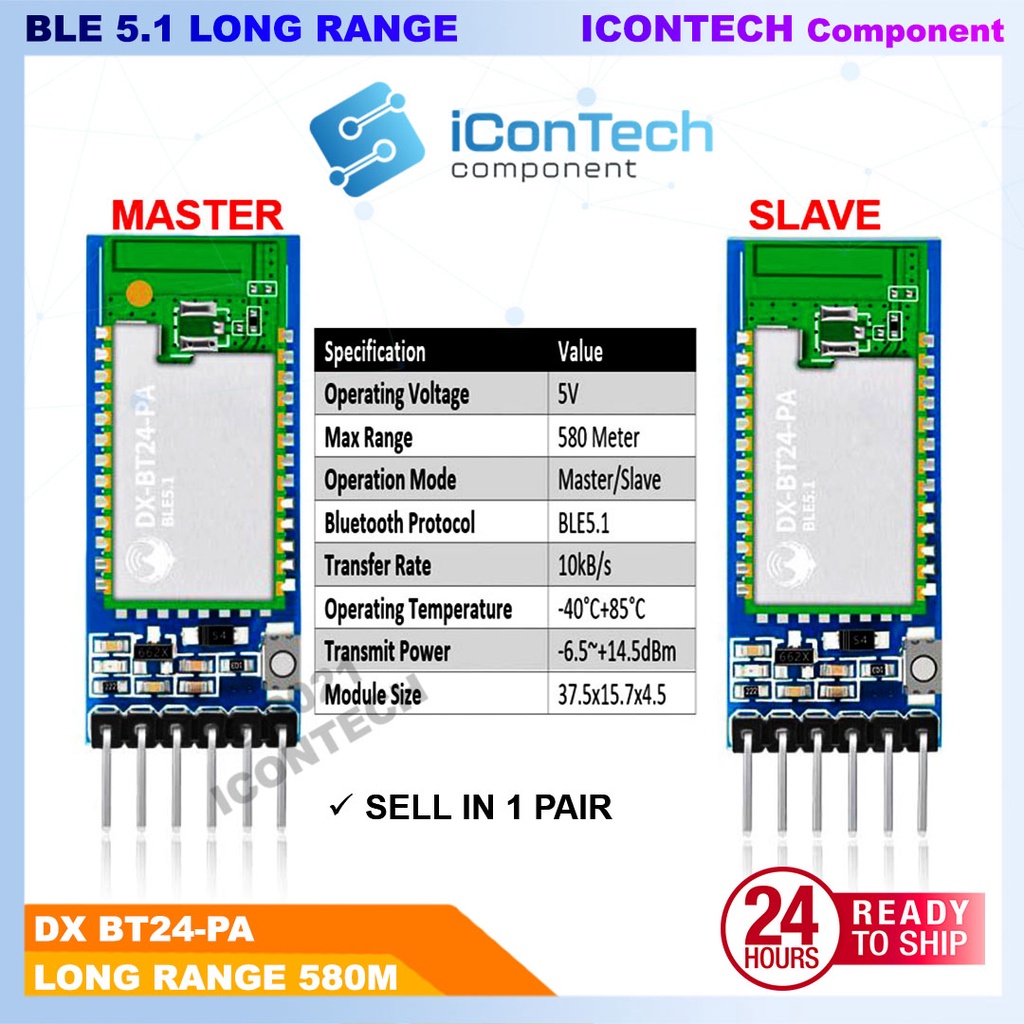 DX BT24 V4.0 Bluetooth Low Energy BLE5.1 Module UART Communication ICONTECH