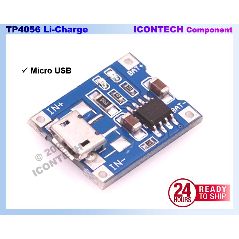 TP4056 Lithium Battery Charge 1Amp Board MicroUSB USB Type C 2