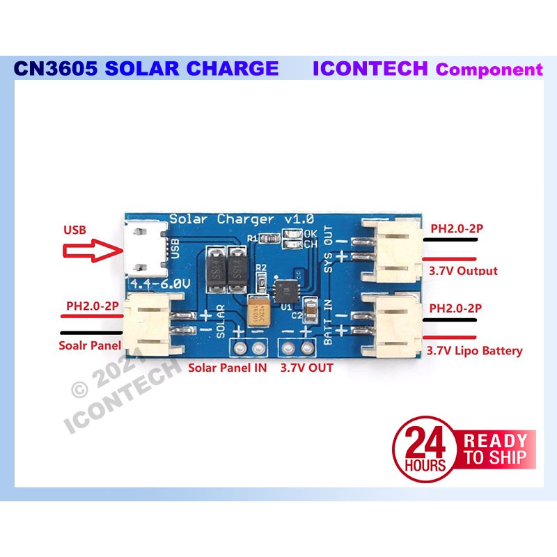 CN3065 500mA Mini Solar Lipo Charger Board Lithium Battery Charge Chip Solar Charger Module cn3065 2