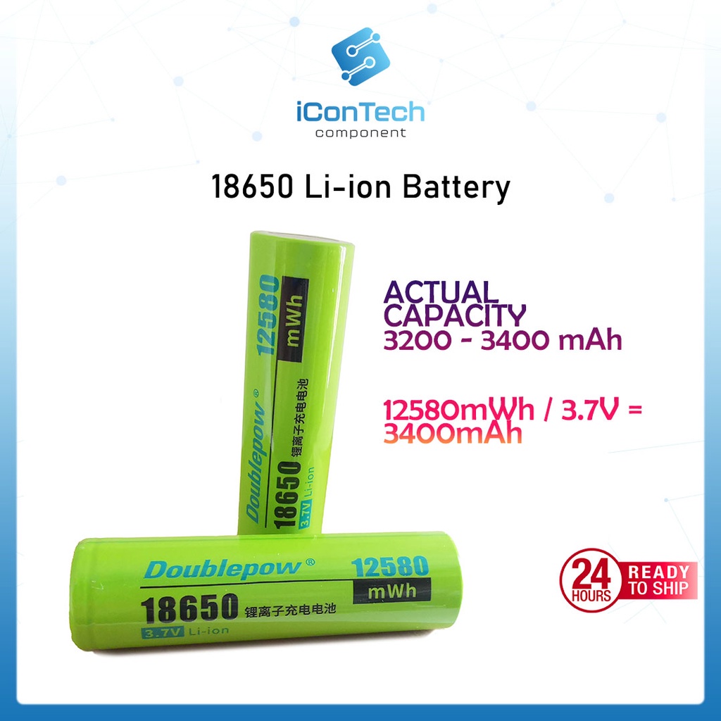DoublePow 18650 Lithium Li-ION battery Rechargeable Battery 4