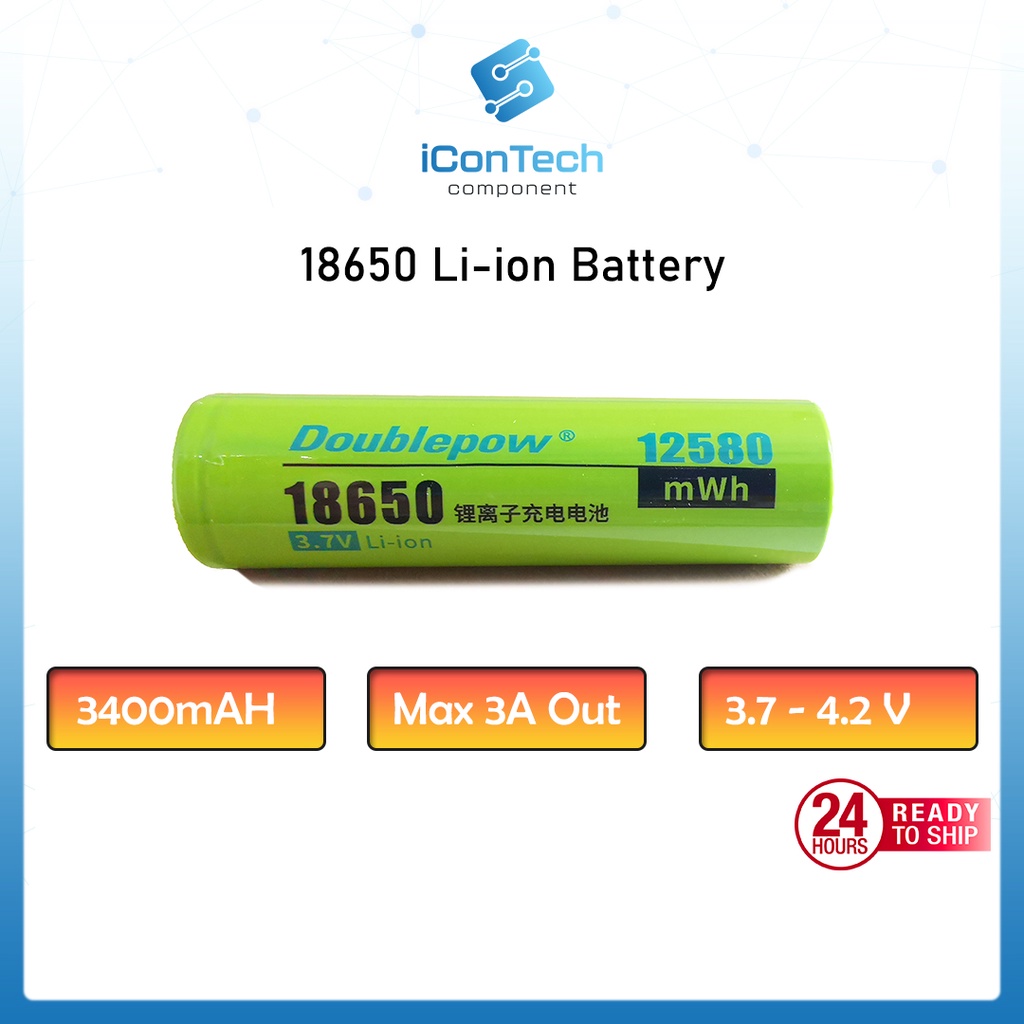 DoublePow 18650 Lithium Li-ION battery Rechargeable Battery 5