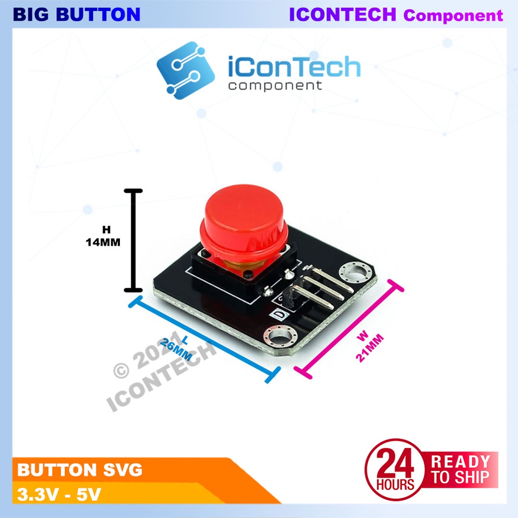 Arduino Button SVG 5V Button 3.3V Button Big Cap Button On/Off 2