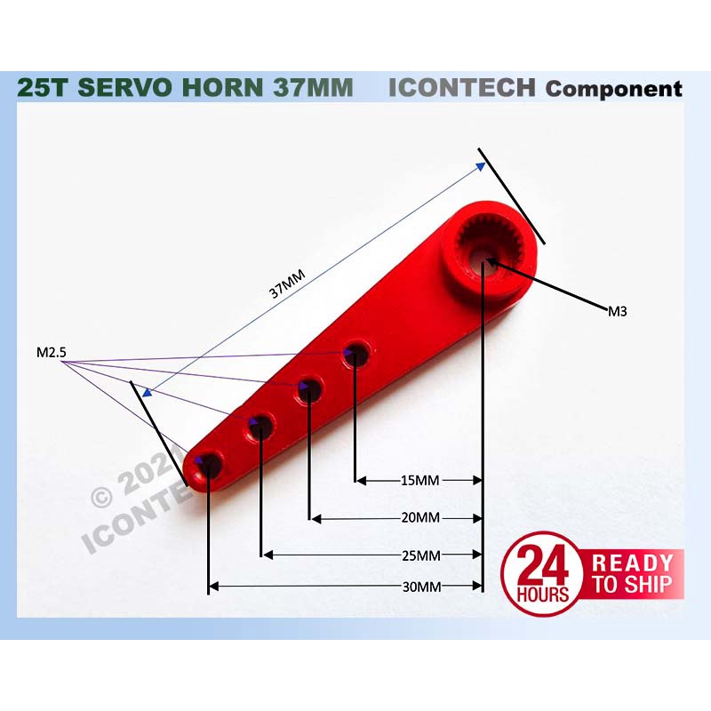 25T Servo Horn Extra Long 37MM for Servo ARM 25T Aluminum ARM Adjustable 15 20 25 30 MM Extra Long Type
