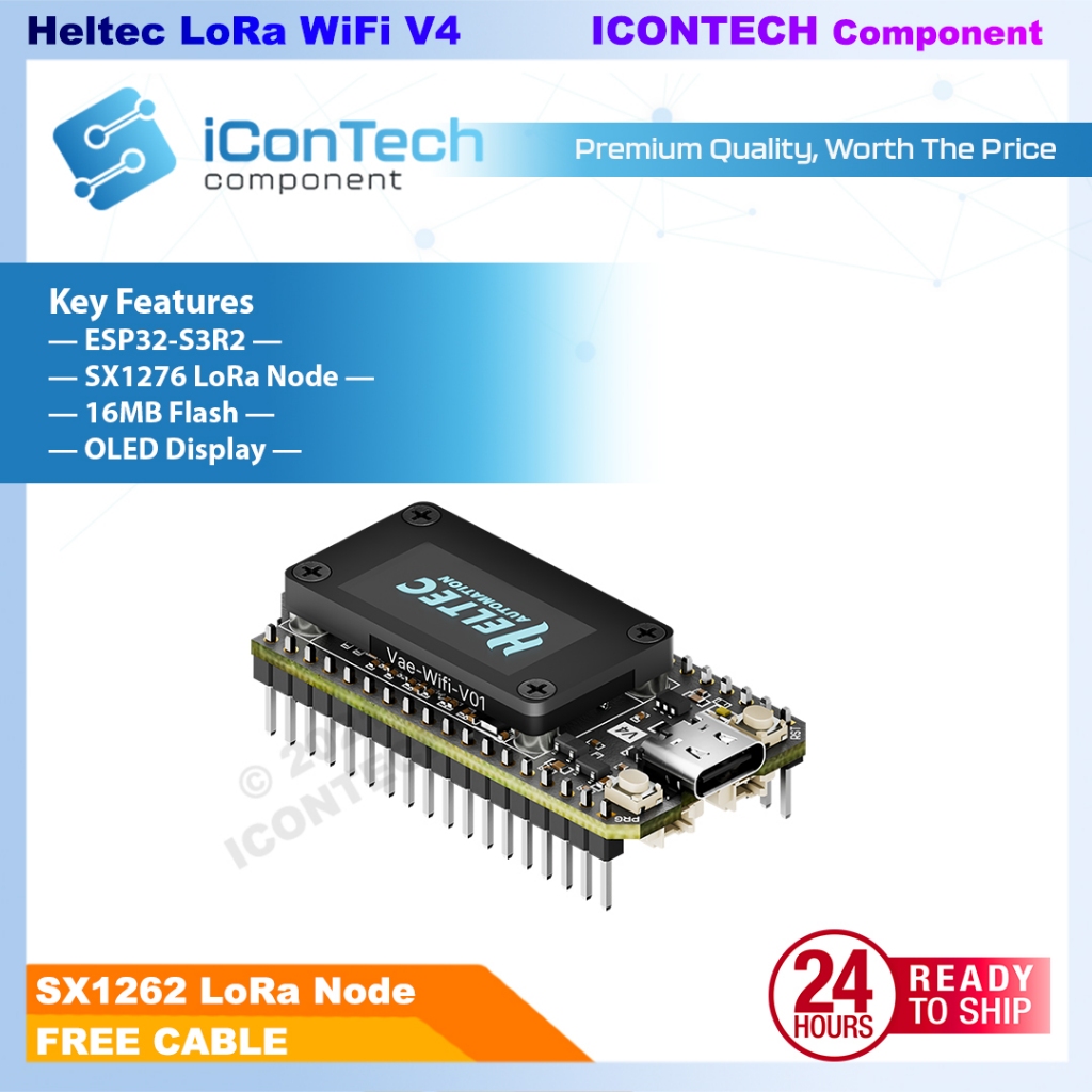 LORA ESP32 Heltec Module WiFi LoRa 32(V4) , ESP32S3 + SX1262 [FREE CABLE]  LoRa Heltec V3 2