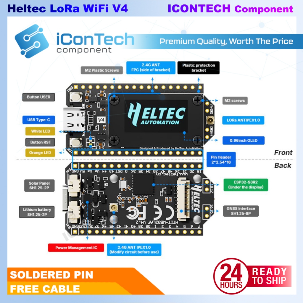 LORA ESP32 Heltec Module WiFi LoRa 32(V4) , ESP32S3 + SX1262 [FREE CABLE]  LoRa Heltec V3 4