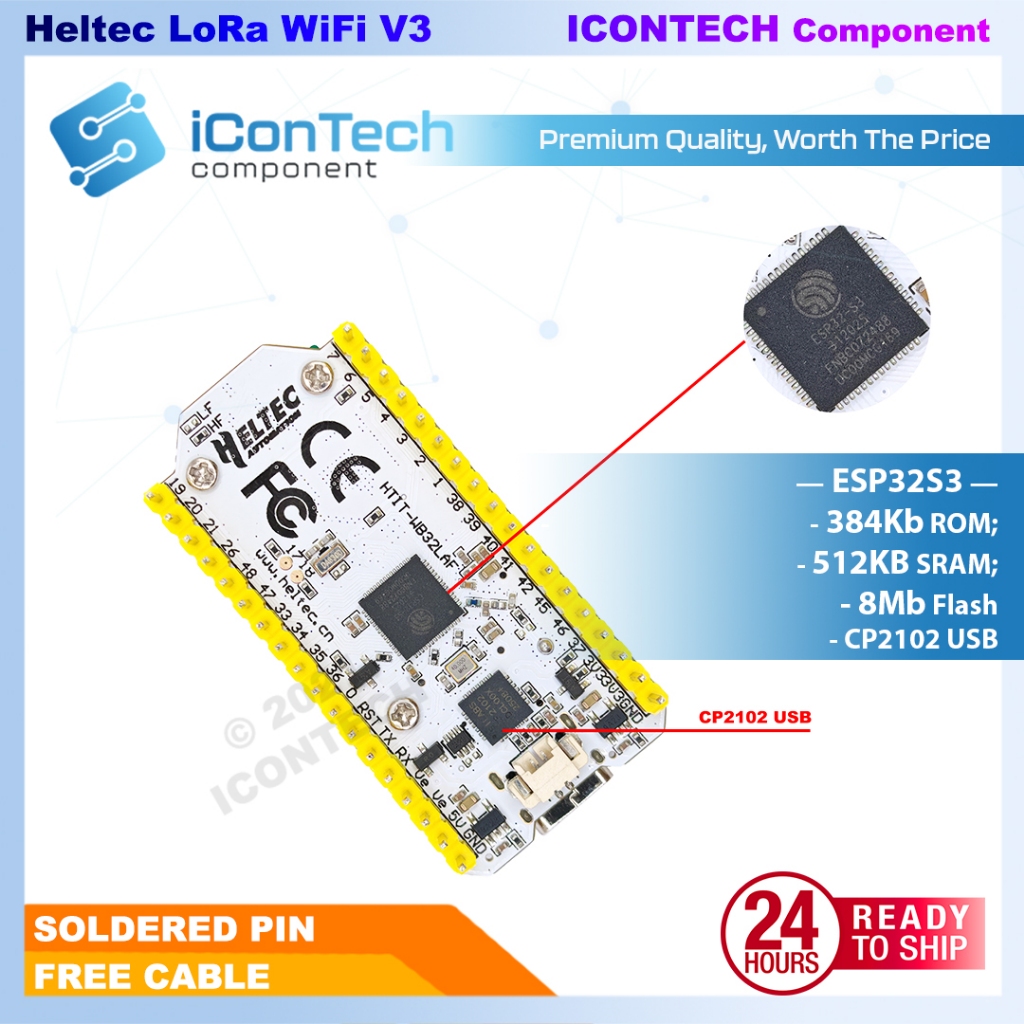 LORA ESP32 Heltec Module WiFi LoRa 32(V4) , ESP32S3 + SX1262 [FREE CABLE]  LoRa Heltec V3 7
