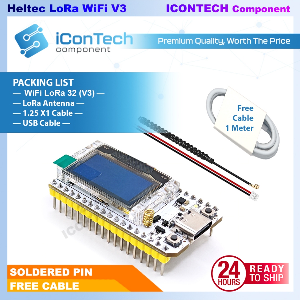 LORA ESP32 Heltec Module WiFi LoRa 32(V4) , ESP32S3 + SX1262 [FREE CABLE]  LoRa Heltec V3 8