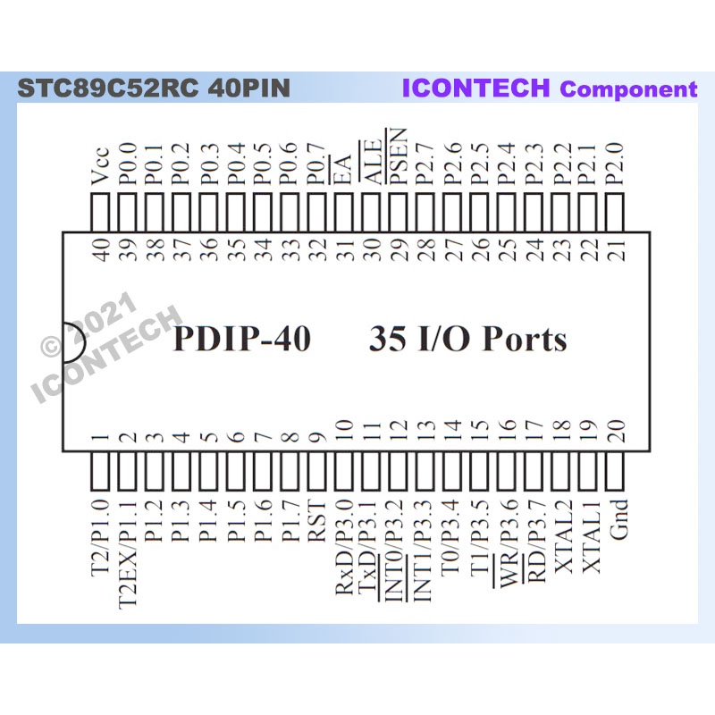 STC89C52RC 401-PDIP40 Embedded 80C51 Central Processing Unit 8051 3
