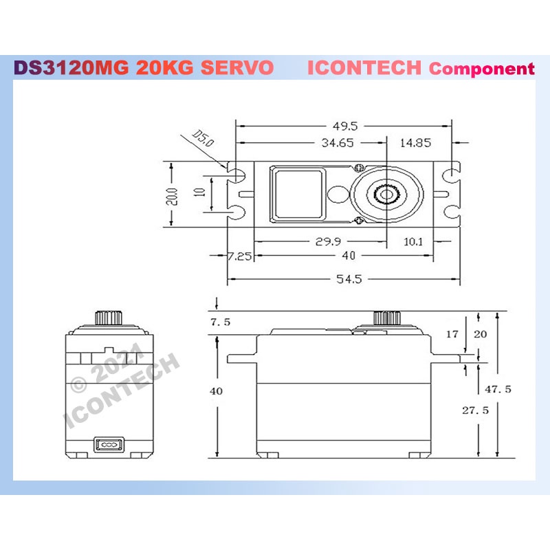 DSSERVO Servo Motor 20KG DS3218MG ORIGINAL DSSERVO 20KG High Torque Water Resist DS3120 DS3128 7
