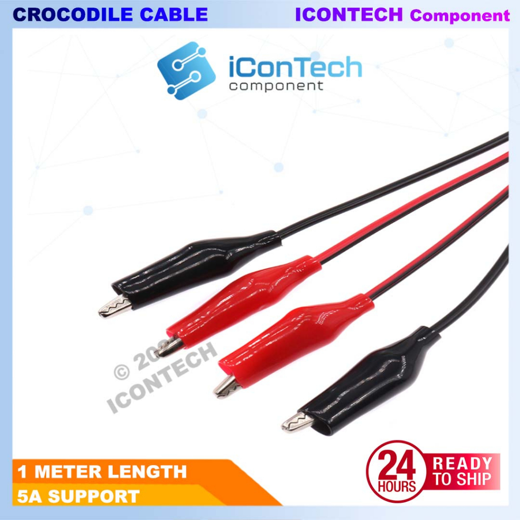 Crocodile Clip Power Supply Pair Black and Red 1 Meter 2