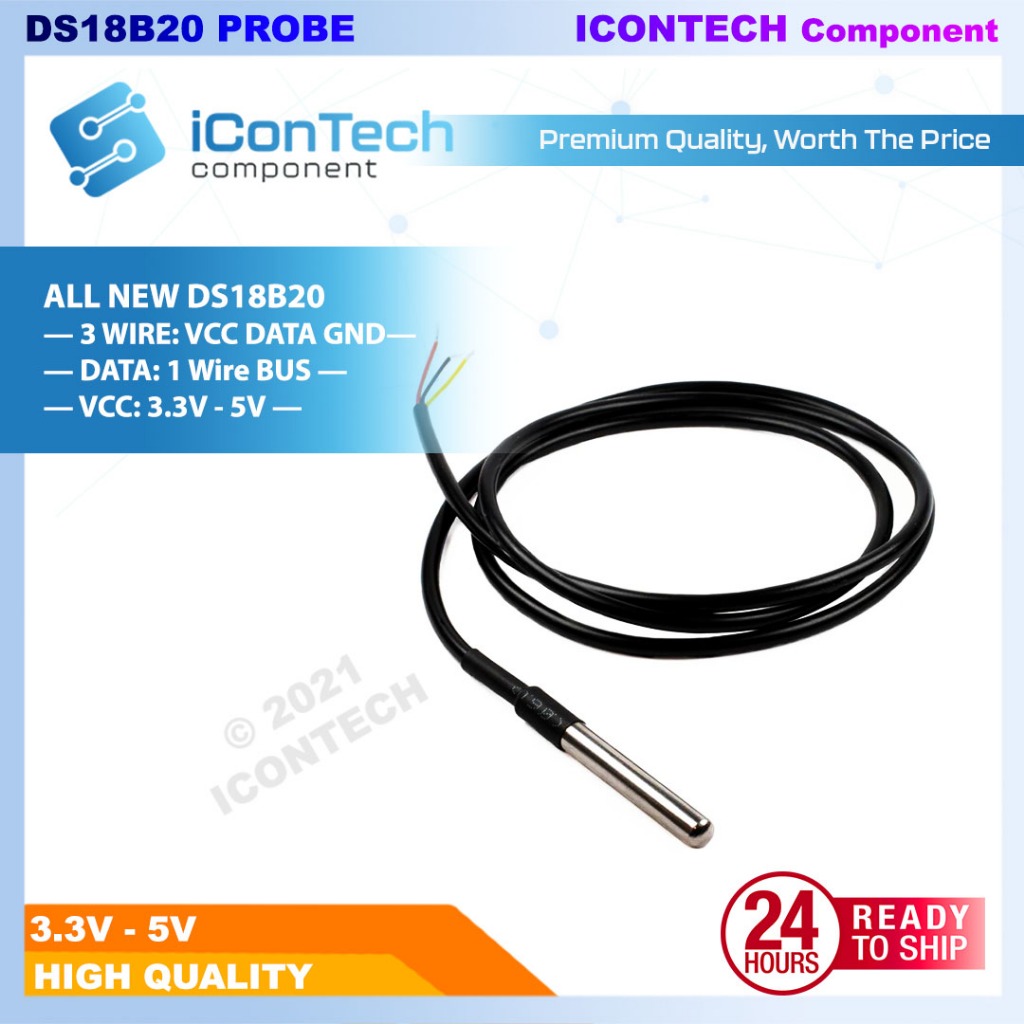 DS18B20 PROBE Temperature Sensor Waterproof Stainless Steel Probe 1meter 2meter 2