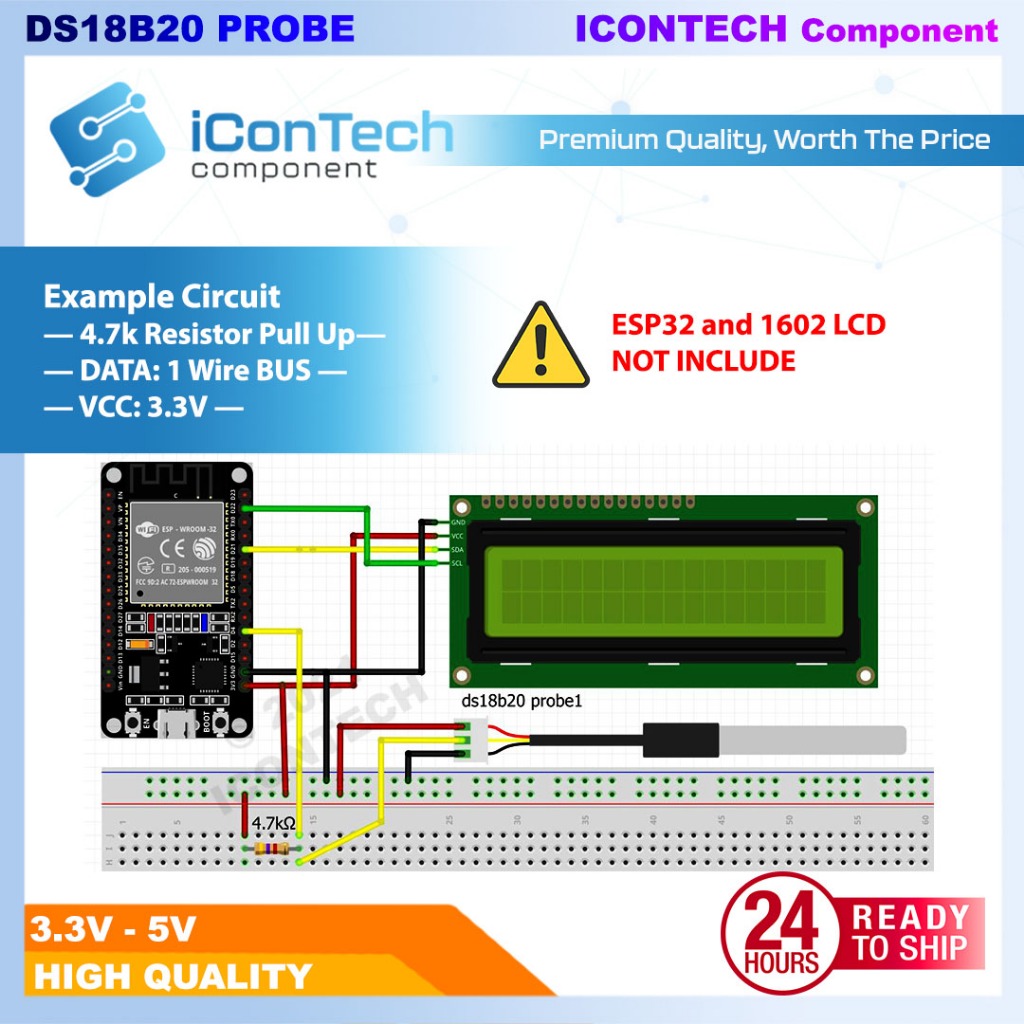 DS18B20 PROBE Temperature Sensor Waterproof Stainless Steel Probe 1meter 2meter 3